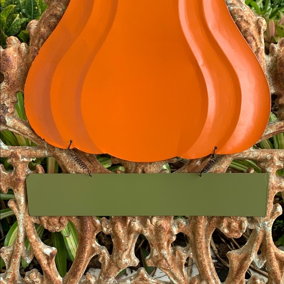 Vintage “Happy Harvest” Fall Orange and Black Animal Print Pumpkin Decoration - Picture 8 of 8